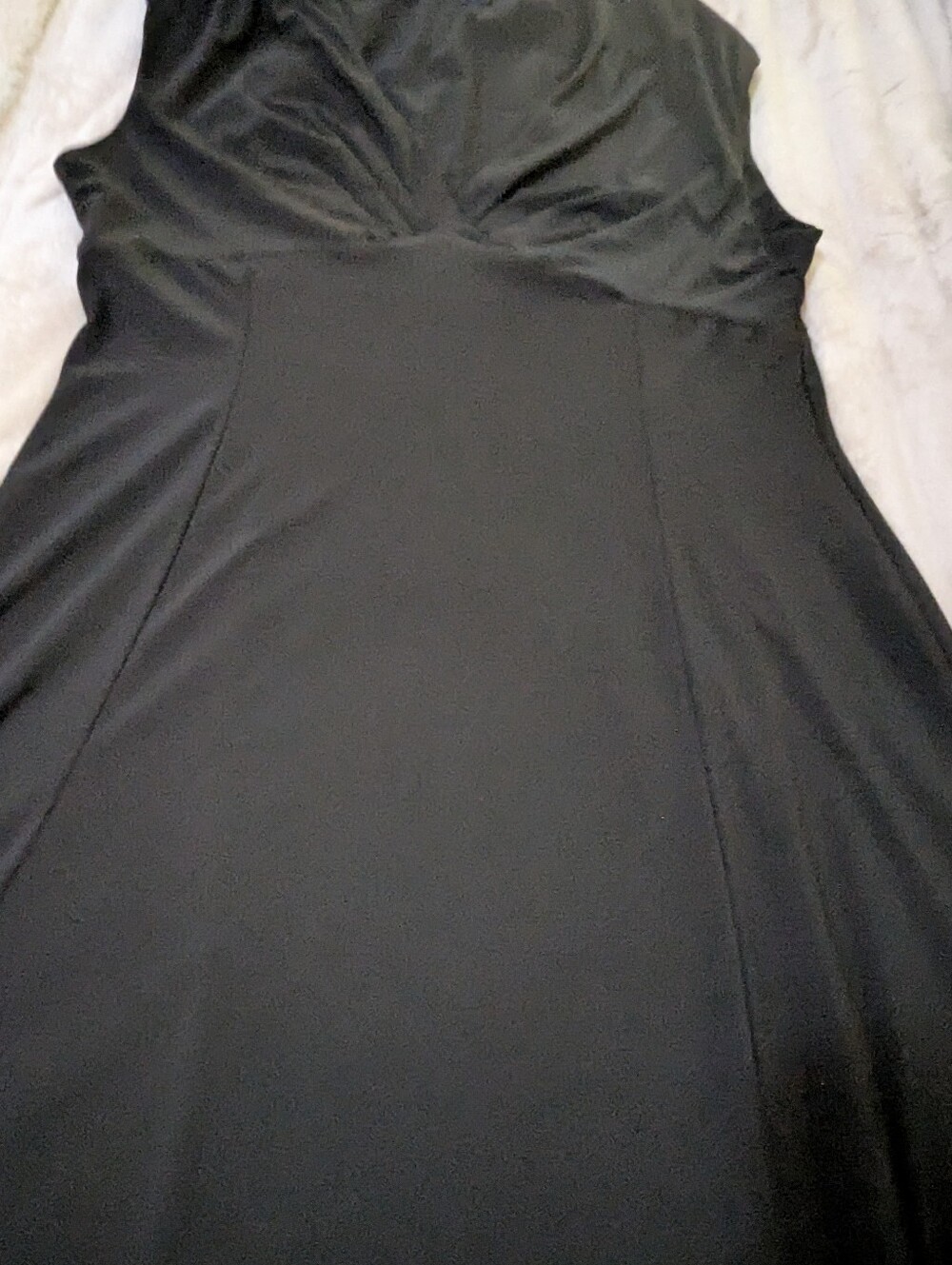 Chaps Black Maxi Dress with Draped V-Neck - Picture 4 of 7